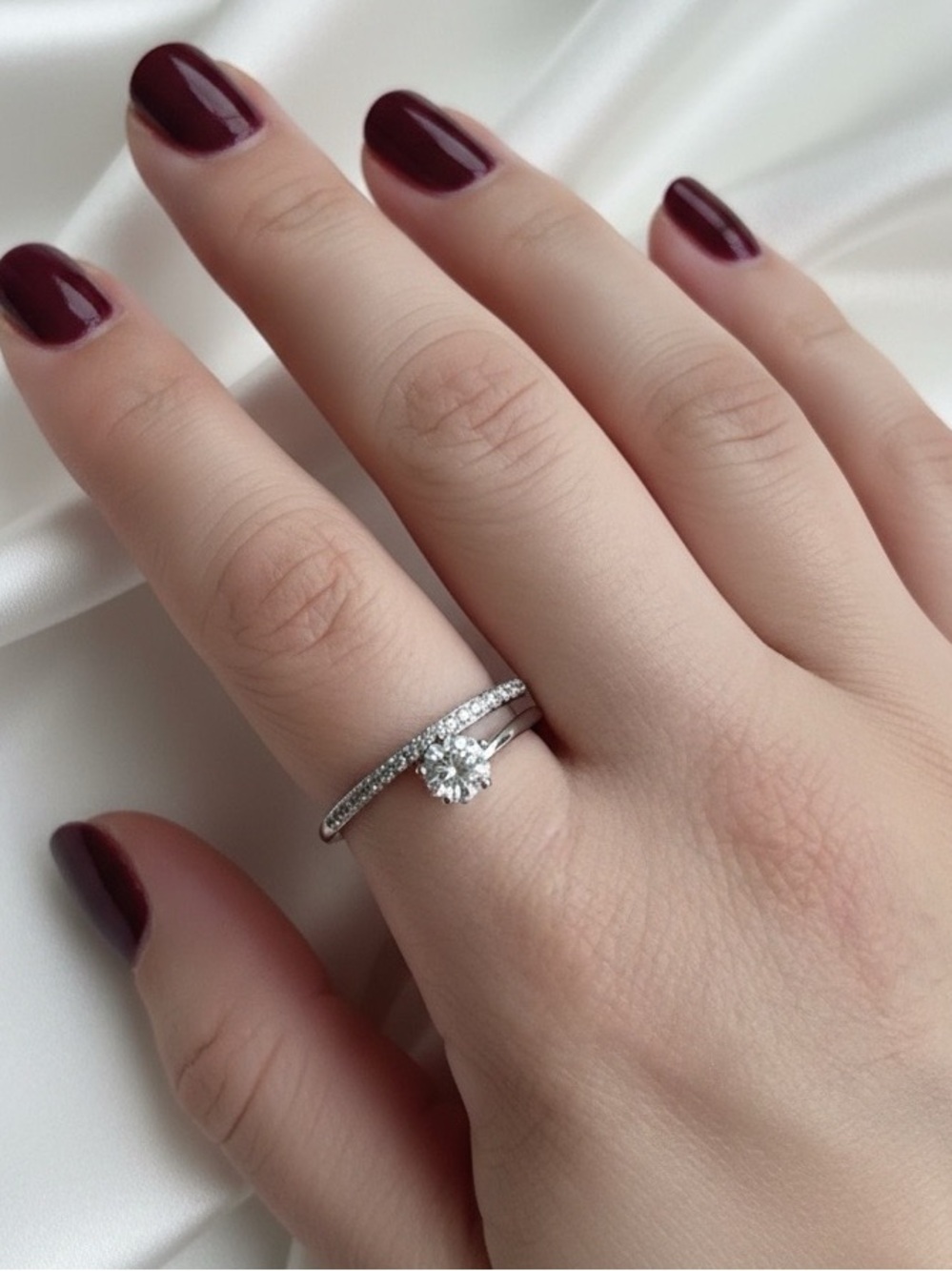 Sterling Silver White Topaz Adjustable Ring
